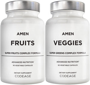 Amen Fruits + Veggies Vitamins Bundle, Raw Whole Food Multivitamin Capsules, Greens Vegetables, Red Fruits & Berries Vegan Blend, Fibers + Phytonutrients Superfood Minerals Supplement, Non-GMO, 180 ct AmenBuy Supplements Australia