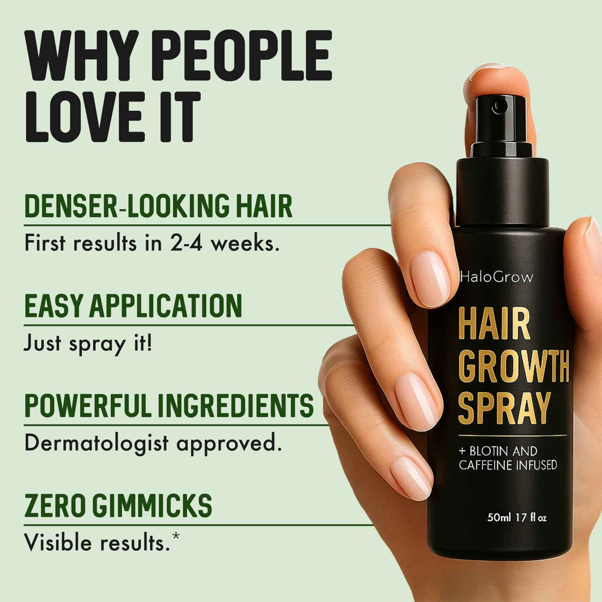 Hair Growth Serum Spray for Women & Men Hair Loss – Biotin & Caffeine, Anti-Thinning Hair Regrowth Oil, Advanced Thickening Formula – 1.7 fl. oz./ 50 ml