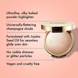 ICONIC LONDON Lit and Luminous Baked Highlighter | Pressed Powder Highlighter for a Radiant Glow, Cruelty-Free, Vegan Makeup, 0.56 oz ICONIC LONDON buy supplements Au