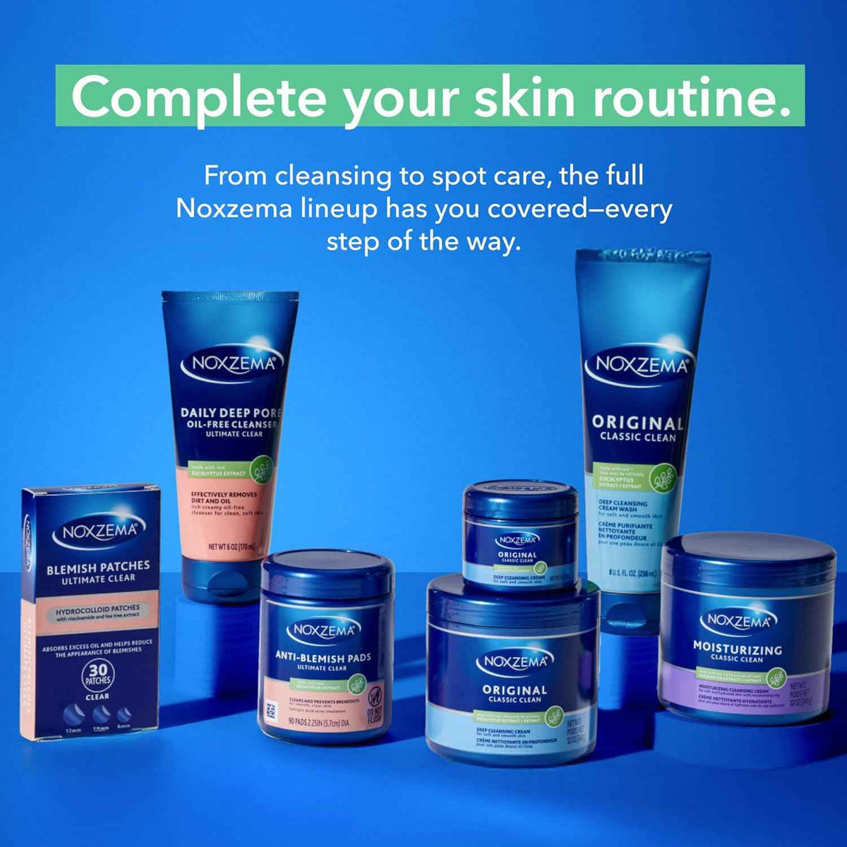 Noxzema Acne Treatment Bundle – Ultimate Clear Blemish Patches with Niacinamide and Tea Tree + Anti-Blemish Pads with 2% Salicylic Acid