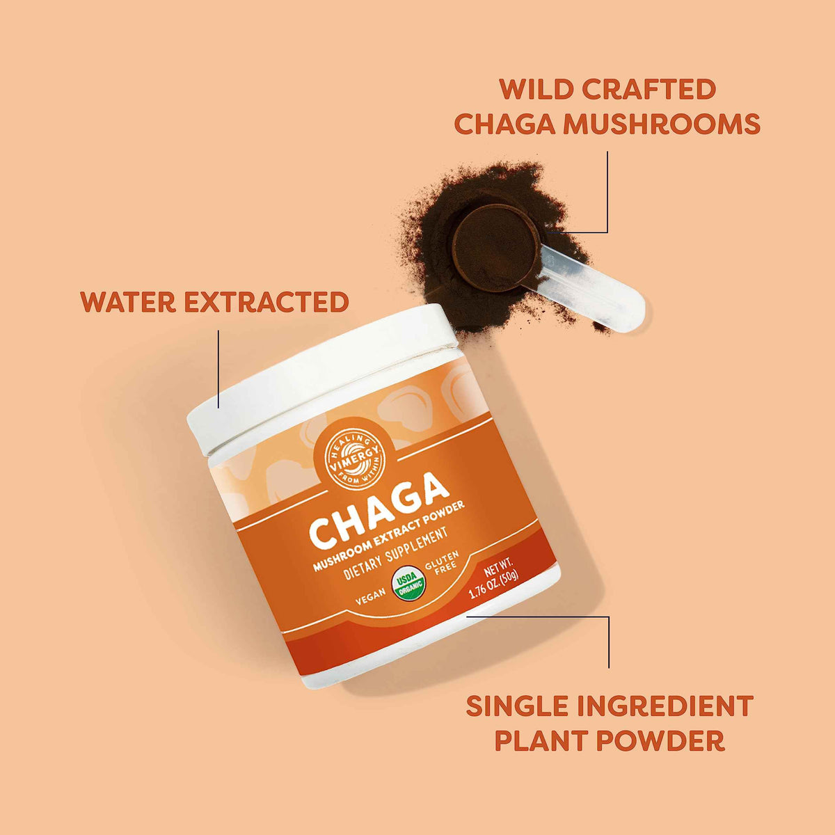 Vimergy Chaga Capsules – Superfood Cellular Support* – Cardiovascular Health Benefits* – Kosher, Vegan, Gluten-Free – 90 Capsules