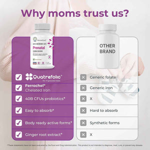 NatureGenX Methyl Prenatal with Probiotics – Prenatal Vitamins for Women with Iron, Methyl Folate, Ginger, Active B12 & 28 Nutrients – Vegan, Non-GMO, Gluten-Free – 60 Capsules (1-Month Supply)