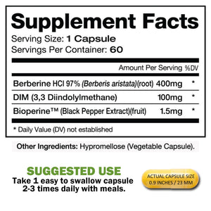 Dimberine - DIM & Berberine, High Purity Enhanced Absorption Formula - 60 Capsules DimberineBuy Supplements Australia