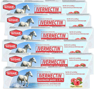 Ivermectin Equine Paste 1.87% – Apple Flavored Oral Dewormer for Horses, 6-Pack
