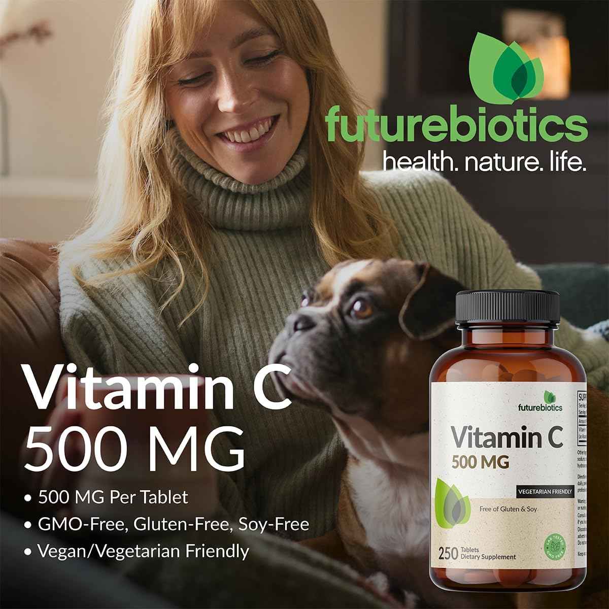 Futurebiotics Vitamin C 500mg Non-GMO, 250 Tablets