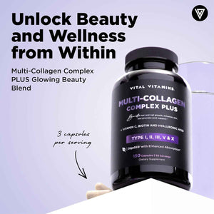 Vital Vitamins Multi-Collagen Plus 150 ct + Hyaluronic Acid Hydration Complex 60 ct