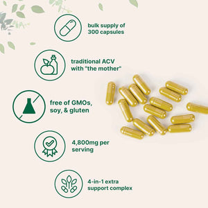 Micro Ingredients Apple Cider Vinegar Capsules | 4,800mg Per Serving, 300 Counts | 4-in-1 ACV Complex with The Mother | Ceylon Cinnamon, Cayenne Pepper & More | Immune, Digestion & Appetite Support