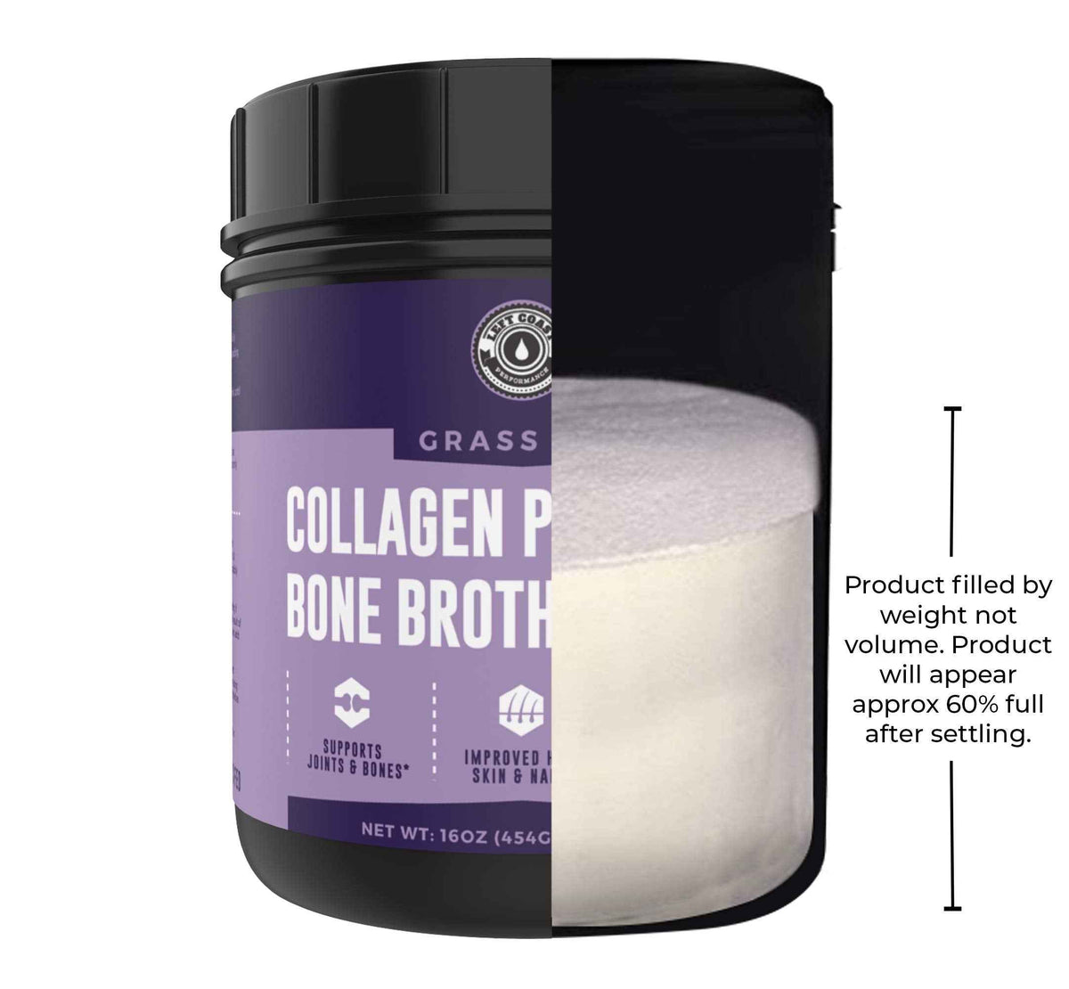 Left Coast Performance Collagen Bone Broth Powder 2lb, Bone Broth with Grass Fed Collagen Peptides. Unflavoured, Grass Fed, Hydrolyzed Beef, Zero Carb, Dairy Free Protein Powder. 64 Servings