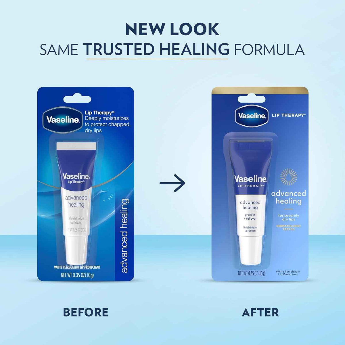 Vaseline Lip Therapy Advanced Healing 3-Pack – White Petroleum Moisturizing Lip Balm for Extremely Dry Lips, 0.35 Oz Ea