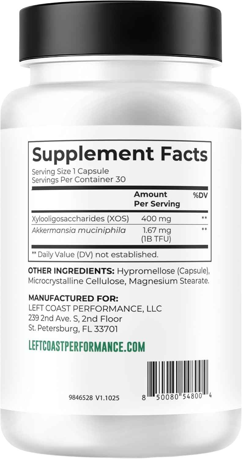 Akkermansia Muciniphila Supplement With Prebiotics, 30 Capsules | 1 Billion CFU With XOS Prebiotic - Supports Gut Health, Mirobiome Balance & Digestive Health - Gluten Free