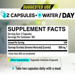Soursop Graviola Leaves Capsules - Soursop Fruit Advanced - 210 Counts for 105 Servings DEDICAD buy supplements Au