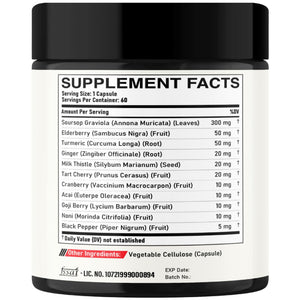 DEDICAD 11in1 Graviola Soursop Capsules - Blended with Elderberry, Turmeric, Ginger, Milk Thistle, Cranberry & More - Support Positive Mood, Immune System & Body Management DEDICAD buy supplements Au