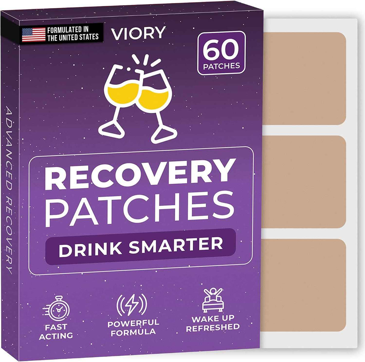 Recovery Patches 60 Pack - Wake Up Refreshed & Energized | Skin-Friendly | 100% Natural Ingredients, Patch For Party, Skin-Friendly & Waterproof, Apply Before Drinking, Enhanced Morning Formula
