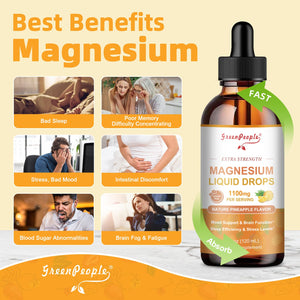 GREENPEOPLE 17-in-1 Triple Magnesium Complex Supplement,Magnesio Liquid Drops with Magnesium Glycinate & Citrate,Pineapple Flavor,Calm Mood,Muscle & Sleep for Adults,4 fl. oz 2Pack GREENPEOPLE buy supplements Au