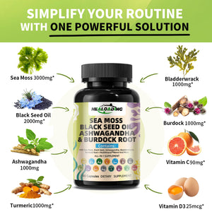 HEALOADING Sea Moss Capsules：Wildcrafted Organic Irish Seamoss & Bladderwack - Rich in Minerals, Supports Thyroid Health, Digestion, Skin & Immune System - Vegan, Non-GMO HEALOADINGBuy Supplements Australia