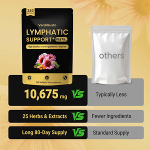 VerdiGusto 10,675mg Lymphatic Supplement | 25-in-1 Blend with Echinacea, Elderberry, Dandelion | 240 Softgels, 80 Day Supply | Lymph System Support | Soy Free, Non-GMO, Gluten Free VerdiGusto buy supplements Au