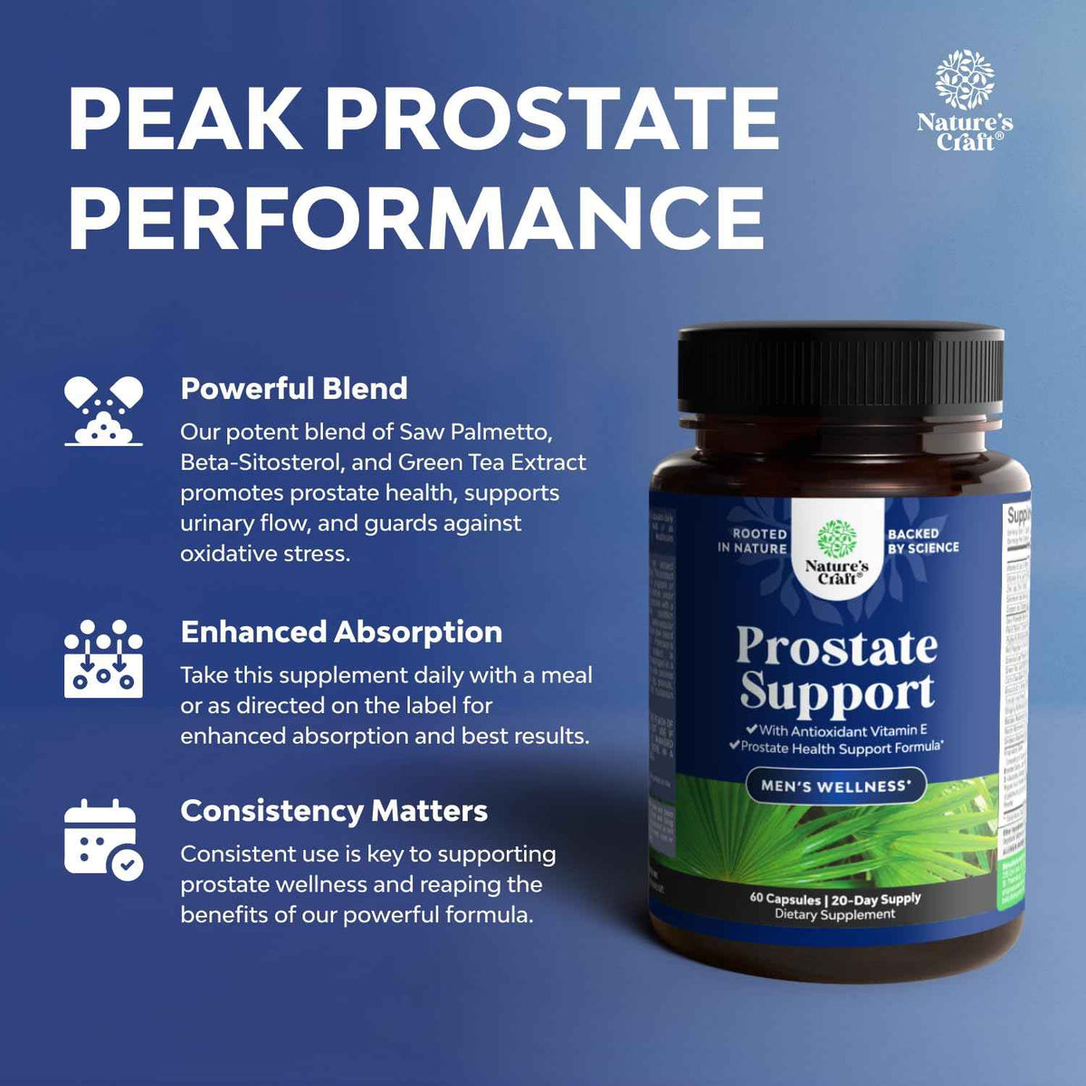 Herbal Prostate Supplement for Men - Potent Pygeum and Saw Palmetto Extract for Urinary Tract Support - Prostate Health Blend with Beta Sitosterol & Green Tea - Nighttime Comfort Support - 90 Count