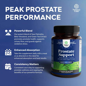 Herbal Prostate Supplement for Men - Potent Pygeum and Saw Palmetto Extract for Urinary Tract Support - Prostate Health Blend with Beta Sitosterol & Green Tea - Nighttime Comfort Support - 90 Count
