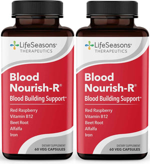LifeSeasons Blood Nourish-R - Iron Deficiency Supplement - Supports Anemia, Fatigue & Dizziness - No Constipation - Blood Building - Iron, Beet Root, Alfalfa, Raspberry & Vitamin B-12-60 Capsules
