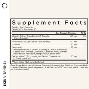 Codeage Skin Vitamins+ Supplement – Ceramosides, Dermaval, Hyaluronic Acid, Coffeeberry, Vitamin C – Skin Elasticity, Wrinkle & Moisture Support – Liposomal Delivery – Non-GMO, 30 Capsules CodeageBuy Supplements Australia