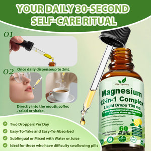 12-in-1 Magnesium Complex Liquid Drops, Chelated Magnesium Citrate Glycinate Taurate Malate Aspartate w. Ashwagandha Theanine D3 & Zinc for Relaxation Sleep Immune Health & Muscle Function丨Women Men. Vita PLynxera buy supplements Au