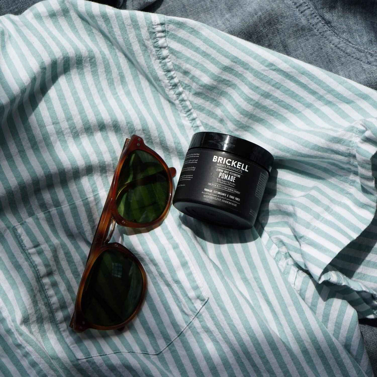 Brickell Men's Products Strong Hold Texturizing Pomade For Men, Pliable Hair Styling Fiber Pomade, With Hydrolyzed Proteins, Argan Oil, and Kaolin, 2 Ounce, Scented