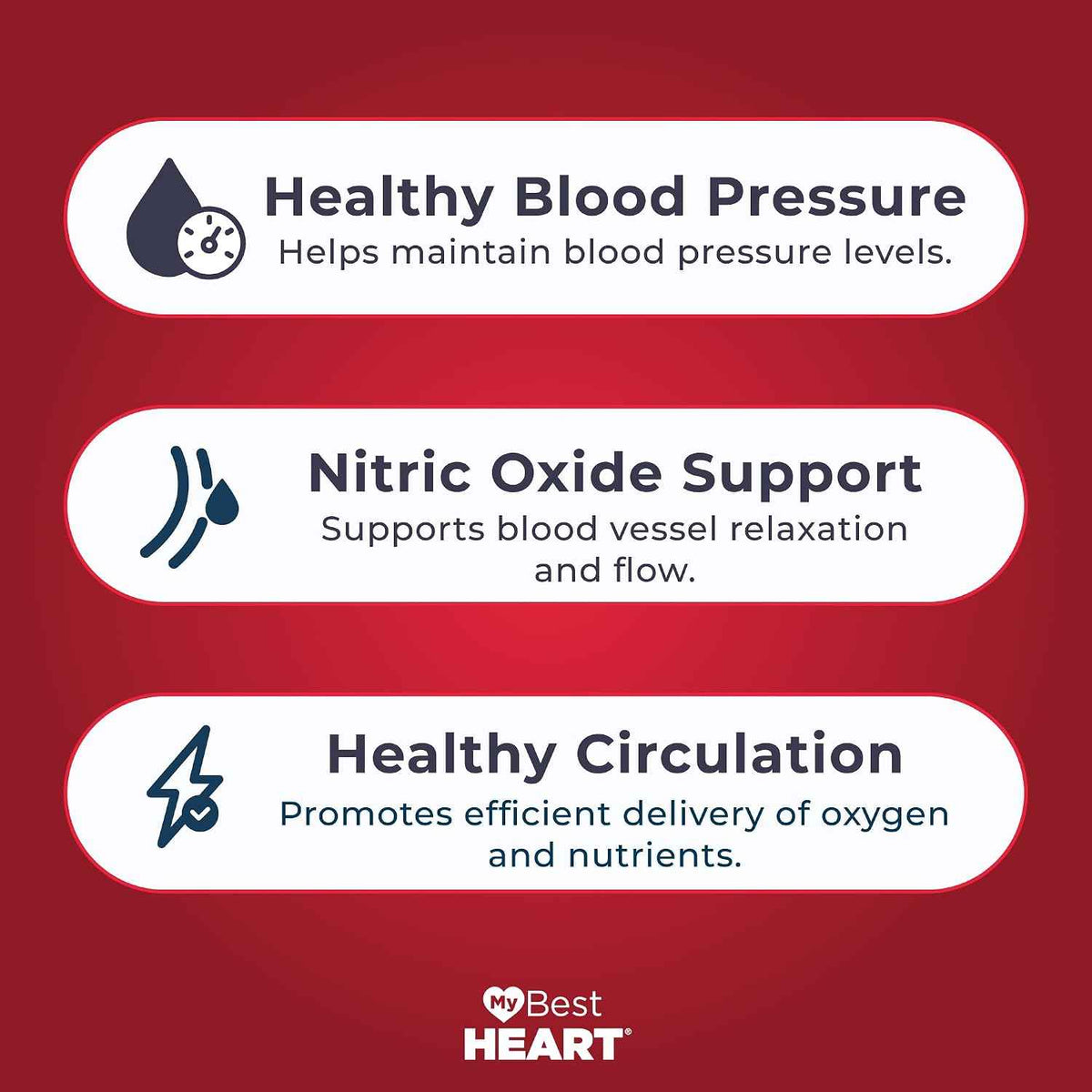 MyBestHeart Blood Pressure Support Supplement for Men & Women - 90 Capsules