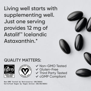 Sports Research Triple Strength Vegan Astaxanthin Supplement from Algae - Plant Based Softgels for Antioxidant Activity, Skin & Eye Health - Non-GMO Verified, Made with Coconut Oil - 12mg, 60 Count Sports Research buy supplements Au