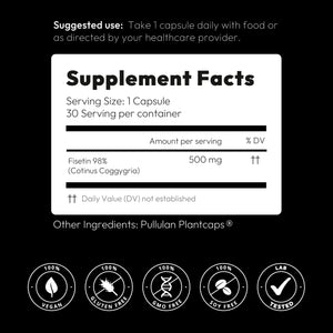 BGM Fisetin 500mg Supplement | Smoke Tree Extract (Cotinus coggygria) | 98% Pure Senolytic Antioxidant | Vegan Capsules | Supports Brain Health & Healthy Aging BGM Better Goods, Better YouBuy Supplements Australia