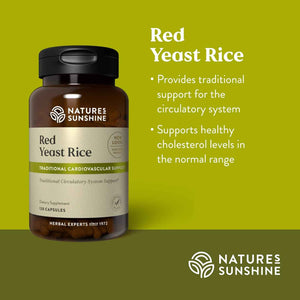 Nature's Sunshine Red Yeast Rice, 120 Capsules, Kosher | Helps Support the Production of Good Cholesterol in the Liver and Supports the Circulatory System