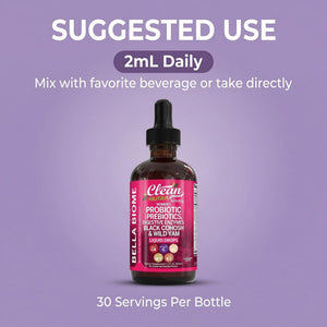 Liquid Probiotics for Women Drops with Chasteberry, Black Cohosh, Prebiotics, Digestive Enzymes, Evening Primrose Oil, Wild Yam, Cranberry Dmannose and Iron Vitamin D3 K2 Clean Nutra Bella Biotics Clean Nutraceuticals buy supplements Au