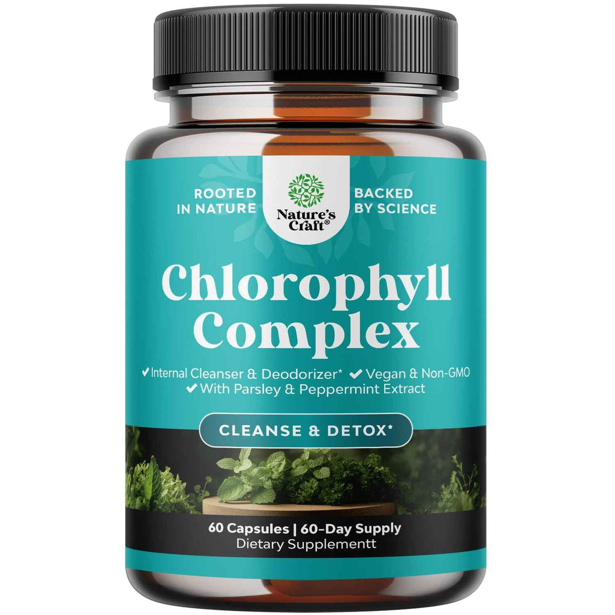 Chlorophyll Capsules for Cleanse and Detox Support - Internal Deodorant Pills for Body Odor with Mint & Parsley Extract Healthy Skin Immunity & Digestive Support - Vegan Non-GMO & Gluten Free (60ct)