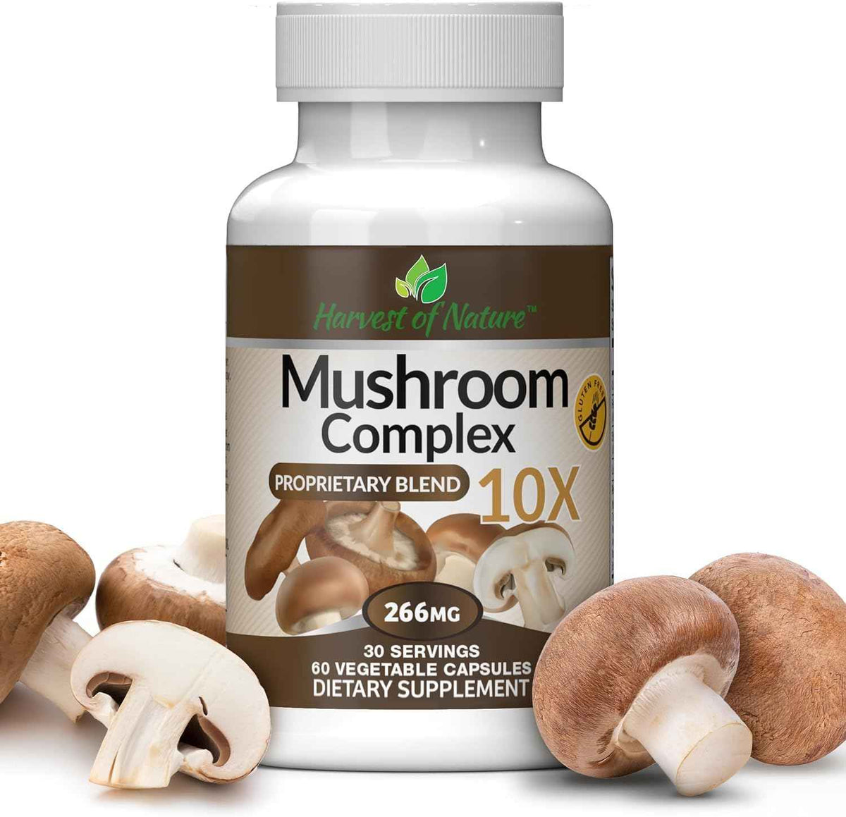 Mushroom Complex Supplement, 60 Capsules | Lion's Mane, Reishi, Turkey Tail, Shiitake, Brain Health & Memory Support For Adults