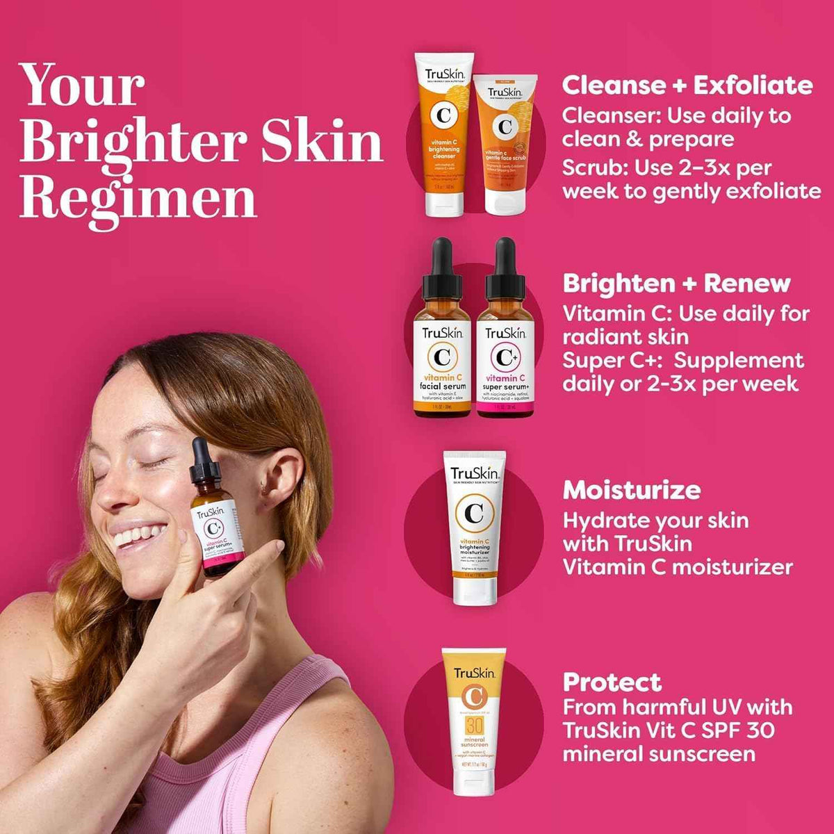 TruSkin Vitamin C Super Serum & Moisturizer Duo, 1 fl oz & 2 fl oz | Two-step Vitamin C routine to brighten, hydrate and support smoother, firmer-looking skin