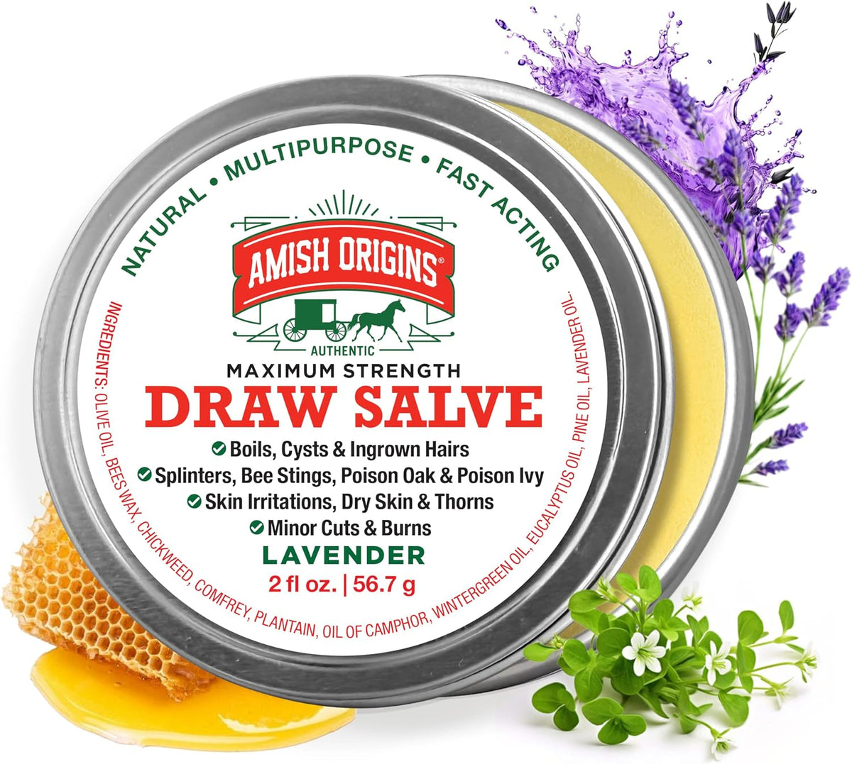 Supplement Product​Amish Origins Drawing Salve Ointment for Boil Treatment, Maximum Strength Fast Acting Draw Salve for Splinters, Bee Stings, Anti Itch Cream, Poison Ivy Oak Relief, 2 oz - Zenith WellnessUSA