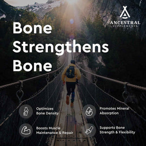 Ancestral Supplements Grass Fed Beef Living Bone Supplement, 180 Ct | Grassfed bone meal capsule supporting calcium and phosphorus absorption, bone, oral and joint health & flexibility.