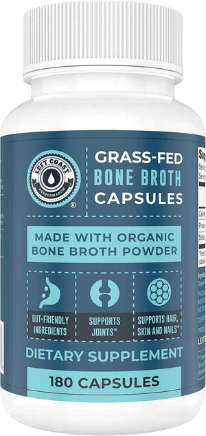 Left Coast Performance 120ct Multi Collagen Capsules with Biotin and 180ct Organic Bone Broth Capsules