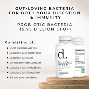 Daily Defense Probiotic Immune Support Supplement - Daily Probiotics for Men with Constipation & Gas - Digestion and Bloating Supplement & Probiotics for Women - 60 Capsules, PROBIO-D Daily DefenseBuy Supplements Australia