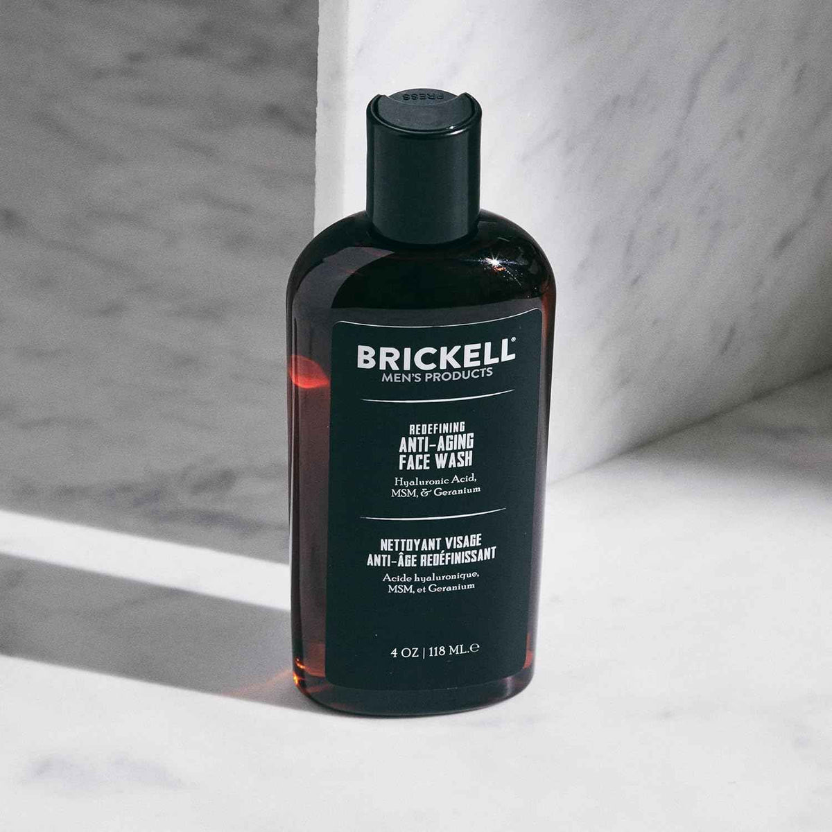 Brickell Men's Redefining Anti-Aging Face Wash For Men, Foaming Gel Face Wash Firms & Plumps Skin to Reduce Signs of Aging, With Hyaluronic Acid, Vitamin E, and Vitamin C, 4oz, Scented