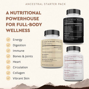 Ancestral Supplements Starter Pack, Grass Fed Beef Liver, Organ, Bone and Marrow Capsules, Non-GMO