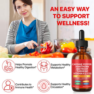 Cayenne Pepper Drops, Cayenne Pepper Extract with Herbal Blend - Includes Hawthorn, Beet Root & Turmeric (1Pack) WHLH & WELL-BEING buy supplements Au