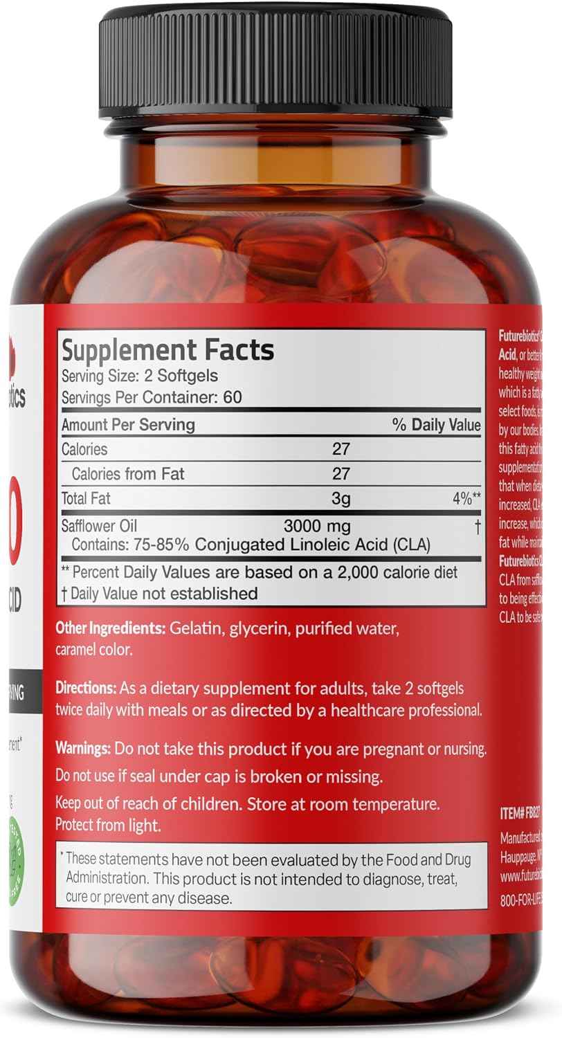 Futurebiotics CLA 3000 Extra High Potency - Non-Stimulating Conjugated Linoleic Acid, Non GMO, 120 Softgels