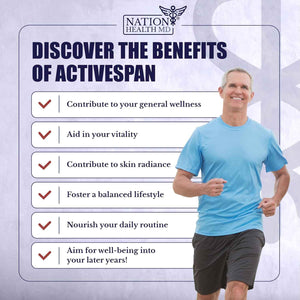 ActiveSpan | Longevity Supplements with Astragalus Root | Anti Aging Support, Ashwagandha, Cat's Claw & Cinnamon, for Women and Men, Vegan, 30 Days Supply, 60 Capsules