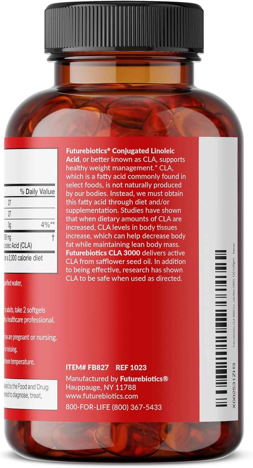 Futurebiotics CLA 3000 Extra High Potency - Non-Stimulating Conjugated Linoleic Acid, Non GMO, 120 Softgels