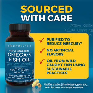 Triple Strength Omega 3 Fish Oil Supplement for Men and Women – 2500 mg High-Potency, Easy-to-Absorb Re-esterified Triglyceride Form, Pescatarian-Friendly DPA EPA DHA Omega 3 Supplement, 180 Softgels Viva Naturals buy supplements Au