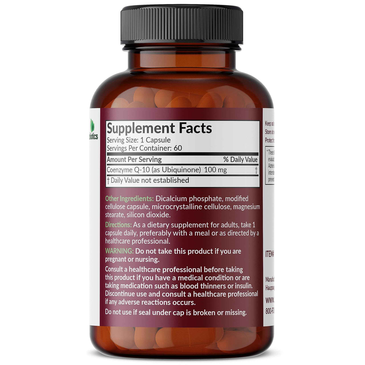 Futurebiotics CoQ10 100 MG Cellular Energy Production, 60 Vegetarian Capsules