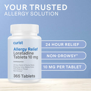 Curist Loratadine 10mg 365 Count - All Day Non Drowsy Allergy Medicine - 24 Hour Antihistamine Tablets for Runny Nose, Itchy Eyes, & Sneezing - Indoor & Outdoor Allergy Medicine for Adults Curist buy supplements Au