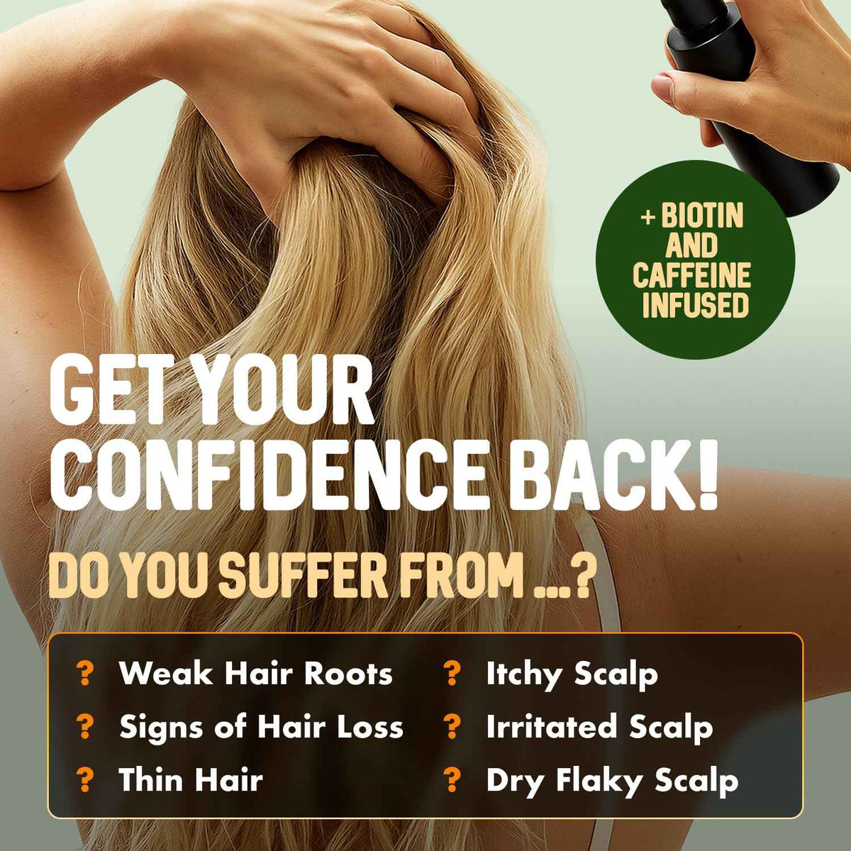 Hair Growth Serum Spray for Women & Men Hair Loss – Biotin & Caffeine, Anti-Thinning Hair Regrowth Oil, Advanced Thickening Formula – 1.7 fl. oz./ 50 ml