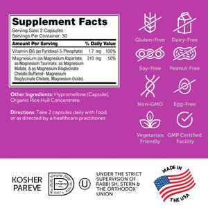 Zahler Magnesium Complex Supplement - Multi Magnesium Supplement Blend with Magnesium Glycinate, Malate, Aspartate, Taurinate and Oxide Plus Vitamin B6 - Bone Nerve Heart & Muscle Health (60 Capsules) Zahler buy supplements Au