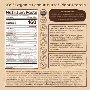 KOS Organic Plant Based Protein Powder, Chocolate Peanut Butter - Delicious Vegan Protein Powder - Keto Friendly, Gluten Free, Dairy Free & Soy Free - 15 Servings KOS buy supplements Au